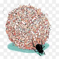 屎壳郎创意插画-空若网 屎壳郎创意插画-空若网