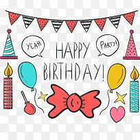 卡通手绘矢量图生日海报-空若网 卡通手绘矢量图生日海报-空若网