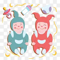 可爱卡通新生双胞胎-空若网 可爱卡通新生双胞胎-空若网