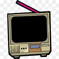 手绘复古电视矢量图-空若网 手绘复古电视矢量图-空若网