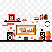 扁平化工作台素材-空若网 扁平化工作台素材-空若网