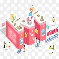 2.5D矢量渐变立体建筑插画-空若网 2.5D矢量渐变立体建筑插画-空若网