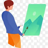 画画艺术家夸张人物插画-空若网 画画艺术家夸张人物插画-空若网