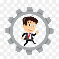 商业性质卡通人物与齿轮-空若网 商业性质卡通人物与齿轮-空若网
