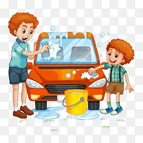 彩色扁平化洗车元素-空若网 彩色扁平化洗车元素-空若网