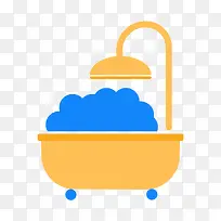 黄色圆弧扁平化洗浴元素-空若网 黄色圆弧扁平化洗浴元素-空若网