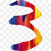 卡通水墨彩色数字3-空若网 卡通水墨彩色数字3-空若网