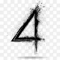 黑色水墨数字四-空若网 黑色水墨数字四-空若网