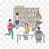 手绘图书馆的人-空若网 手绘图书馆的人-空若网