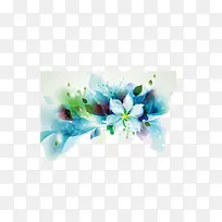蓝色水墨多彩晕染花朵-空若网 蓝色水墨多彩晕染花朵-空若网