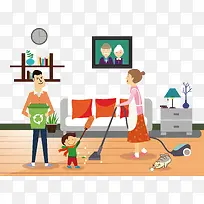 矢量家庭清洁打扫插画-空若网 矢量家庭清洁打扫插画-空若网