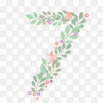 植物绿叶花朵数字7-空若网 植物绿叶花朵数字7-空若网