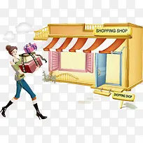 手捧礼物盒的时尚女孩子插画-空若网 手捧礼物盒的时尚女孩子插画-空若网