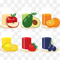 6款扁平化水果果汁矢量素材-空若网 6款扁平化水果果汁矢量素材-空若网