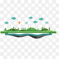 绿色的扁平化风景设计-空若网 绿色的扁平化风景设计-空若网