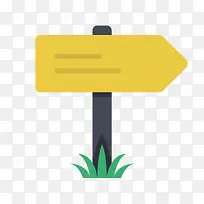 黄色扁平化路牌元素-空若网 黄色扁平化路牌元素-空若网