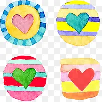 条纹水彩爱心按钮矢量素材-空若网 条纹水彩爱心按钮矢量素材-空若网