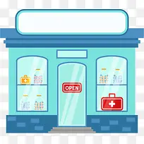 卡通蓝色便利店-空若网 卡通蓝色便利店-空若网