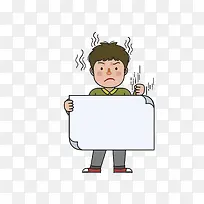 拿便利贴的生气男孩-空若网 拿便利贴的生气男孩-空若网