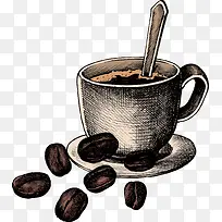 手绘风咖啡豆咖啡-空若网 手绘风咖啡豆咖啡-空若网