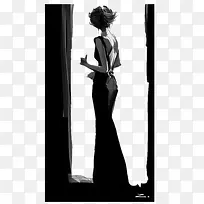 黑白插画美女-空若网 黑白插画美女-空若网