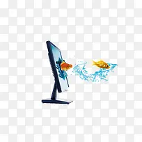 电视屏幕飞出的鱼-空若网 电视屏幕飞出的鱼-空若网