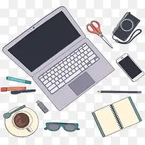 卡通打开的笔记本电脑-空若网 卡通打开的笔记本电脑-空若网