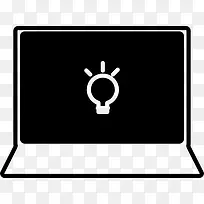 打开笔记本电脑,灯泡图标-空若网 打开笔记本电脑,灯泡图标-空若网