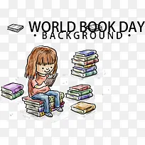 世界读书日读书的女孩矢量-空若网 世界读书日读书的女孩矢量-空若网