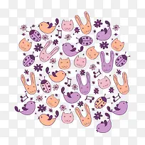 卡通手绘七星瓢虫鸟兔子音乐符号-空若网 卡通手绘七星瓢虫鸟兔子音乐符号-空若网