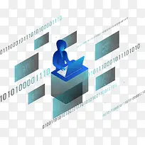 2.5D黑客数据矢量立体插画-空若网 2.5D黑客数据矢量立体插画-空若网