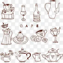 矢量线条瓶子杯子合集-空若网 矢量线条瓶子杯子合集-空若网