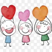 举着爱心的卡通小人-空若网 举着爱心的卡通小人-空若网