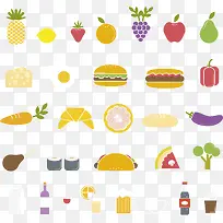 30款美味食物图标矢量素材-空若网 30款美味食物图标矢量素材-空若网