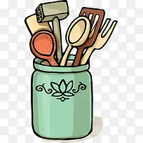 手绘黑色线条餐具锦集-空若网 手绘黑色线条餐具锦集-空若网