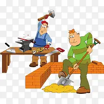卡通正在工作的工人矢量-空若网 卡通正在工作的工人矢量-空若网