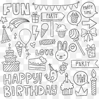 生日快乐手绘矢量元素-空若网 生日快乐手绘矢量元素-空若网