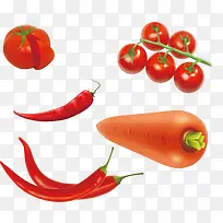红色蔬菜胡萝卜辣椒西红柿矢量-空若网 红色蔬菜胡萝卜辣椒西红柿矢量-空若网