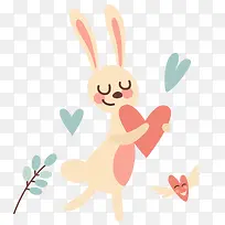 抱着爱心的兔子矢量-空若网 抱着爱心的兔子矢量-空若网