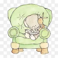 手绘看书的小象-空若网 手绘看书的小象-空若网