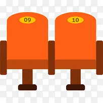 橙色扁平电影院座椅-空若网 橙色扁平电影院座椅-空若网