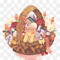 矢量水彩花篮-空若网 矢量水彩花篮-空若网