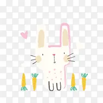 矢量卡通手绘可爱爱吃萝卜的小白-空若网 矢量卡通手绘可爱爱吃萝卜的小白-空若网