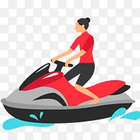 女士骑着摩艇插画-空若网 女士骑着摩艇插画-空若网