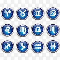 12星座标志按钮矢量素材-空若网 12星座标志按钮矢量素材-空若网