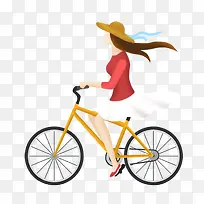 卡通手绘女孩骑自行车-空若网 卡通手绘女孩骑自行车-空若网