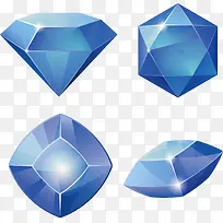 矢量手绘4个蓝色宝石-空若网 矢量手绘4个蓝色宝石-空若网
