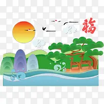 矢量鹤舞飞翔-空若网 矢量鹤舞飞翔-空若网