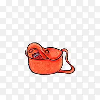 手绘水彩绘画橙色斜挎包手机-空若网 手绘水彩绘画橙色斜挎包手机-空若网