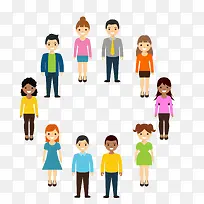 扁平化人物组合圆环矢量-空若网 扁平化人物组合圆环矢量-空若网